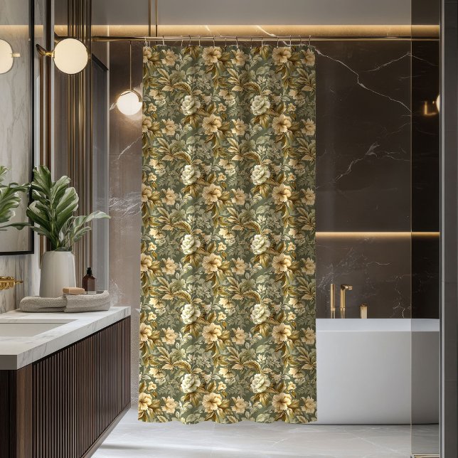 Cortina De Ducha Shabby Chic Elegant Curtain Gold Sage Green Style (Shabby Chic Elegant Curtain Gold Sage Green Style)