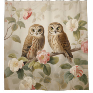 Cortina De Ducha Shabby Chic Elegant Owls