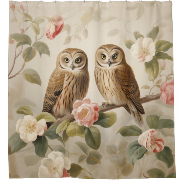 Cortina De Ducha Shabby Chic Elegant Owls (Anverso)