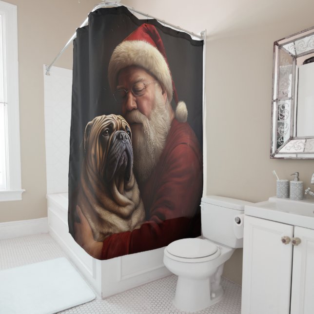 Cortina De Ducha Shar Pei Con Navidades festivos de Santa Claus (In situ)