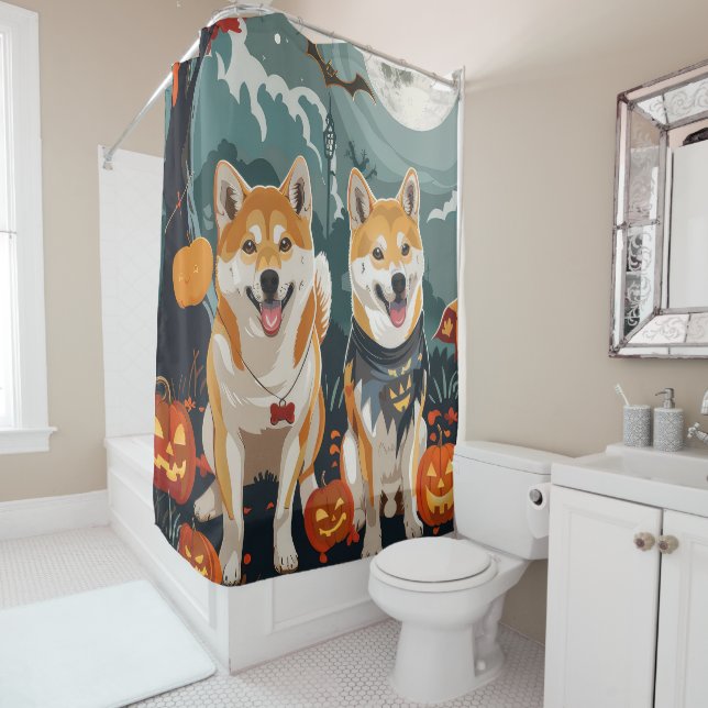 Cortina De Ducha Shiba Inu Halloween Spooky (In situ)