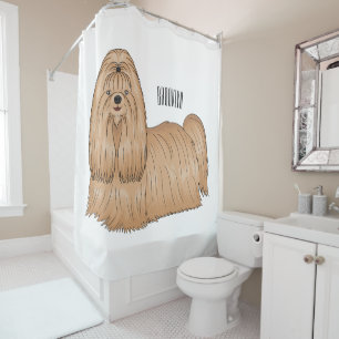 Cortina De Ducha Shih tzu personalizado de pelo largo ilustracion