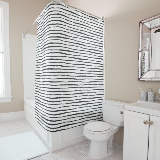 Cortina De Ducha Shower Curtain - Black And White Pattern (In situ)