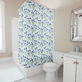 Cortina De Ducha Shower Curtain - Blue Flowers Pattern