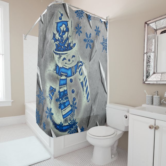 Cortina De Ducha Shower Curtain Snowman (In situ)