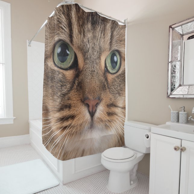 Cortina De Ducha Siberian Cat Face Shower Curtain (In situ)