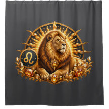 Signo zodiacal Leo dorado con piedras preciosas