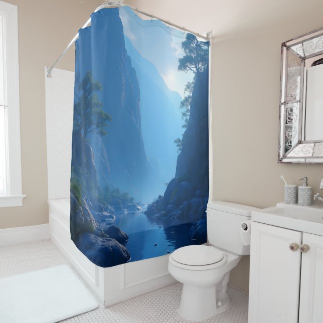 Cortina De Ducha Silencio zen en el paisaje azul (In situ)