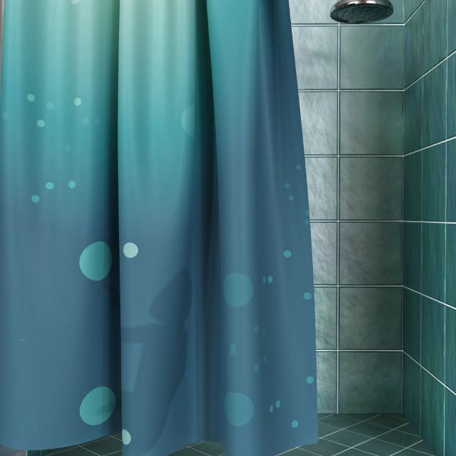 Cortina De Ducha Silhouette de Sirena Nade Subacuático Verde Verde  (A teal green/blue shower curtain perfect for mermaids. Check out the collection!)