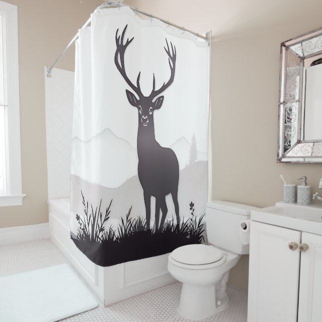 Cortina De Ducha Silhouette Deer (In situ)