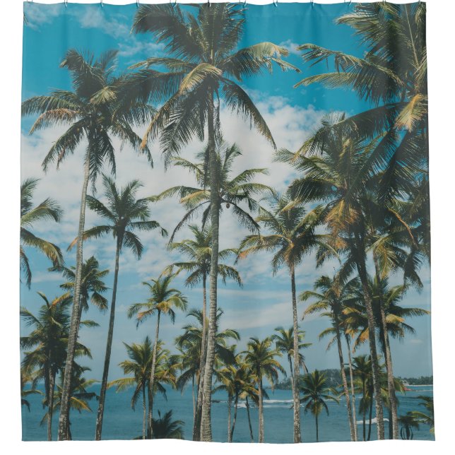 Cortina De Ducha Silhouette Retro Palm Ocean (Anverso)