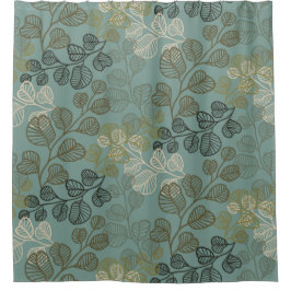 Cortina De Ducha Silhouettes de leafy florecientes Serenidad suave