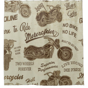 Cortina De Ducha Silhouettes de motocicleta vintage: sin soldadura