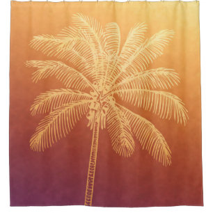 Cortina De Ducha silueta de palmera sombra de sol tropical