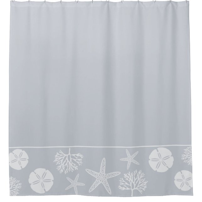 Cortina De Ducha Siluetas de la vida marina (gris costero) (Anverso)