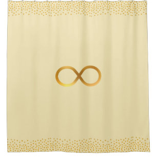 Cortina De Ducha Símbolo de infinito y confeti dorado sobre dorado