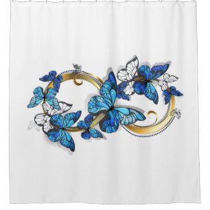 Cortina De Ducha Símbolo infinito de mariposas Morpho azules