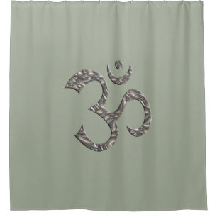 Cortina De Ducha Símbolo sagrado OM / Aum plata & Mantra