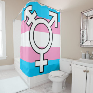 Cortina De Ducha Símbolo Trans y Bandera