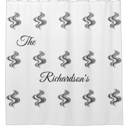 Cortina De Ducha Simple Custom Family Name Black & White