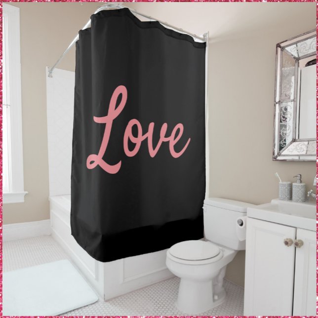 Cortina De Ducha Simple rosa y amor negro (Bookmark my store! https://www.zazzle.com/store/capricepetit)