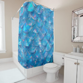 Cortina De Ducha Sirena Brillante Estampado Azul