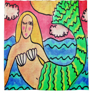 Cortina De Ducha Sirena en el arte abstracto de la luz del sol