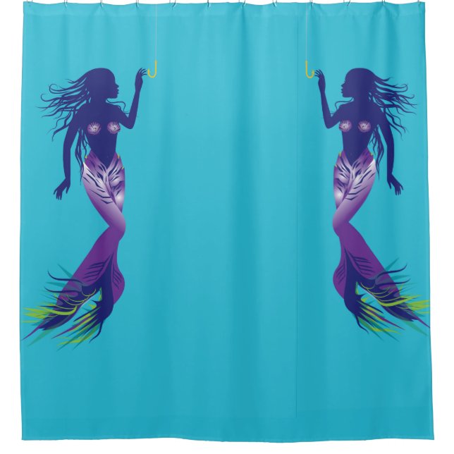 Cortina De Ducha Sirena y gancho dorado (Anverso)