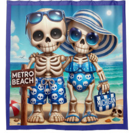 Cortina De Ducha Skeleton Couple Metro Beach