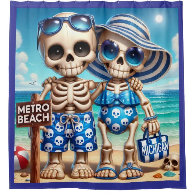 Cortina De Ducha Skeleton Couple Metro Beach (Anverso)