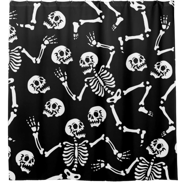 Cortina De Ducha Skeleton Dance Fiesta: Halloween Seamless (Anverso)