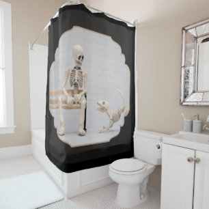Cortina de ducha Skeleton Dog y Owner