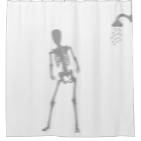 Skeleton En La Sombra De Silueta De Ducha Asustada