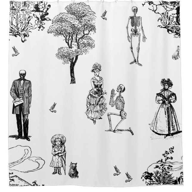 Cortina De Ducha skeleton toile victoriano de halloween (Anverso)