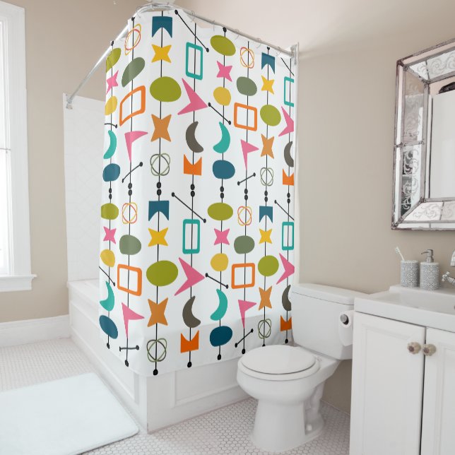 Cortina De Ducha Skewers modernos de mediados del siglo doble (In situ)