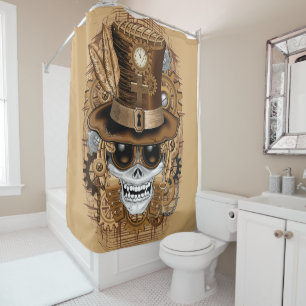 Cortina De Ducha Skull Steampunk Voodoo Retro Machine