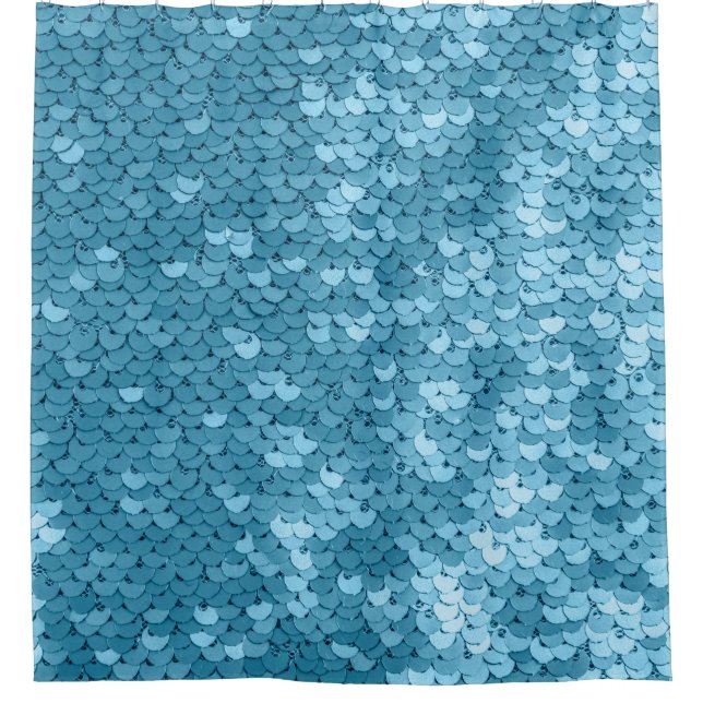 Cortina De Ducha Sky blue shiny fabric with sequins, abstract backg (Anverso)