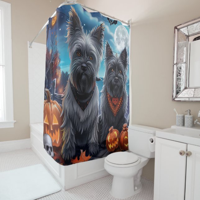 Cortina De Ducha Skye Terrier Halloween Espeluznante  (In situ)