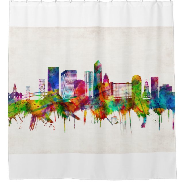Cortina De Ducha Skyline de Jacksonville Florida (Anverso)
