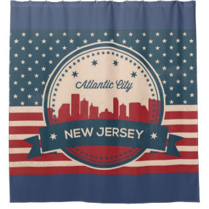 Cortina De Ducha Skyline Retro de Atlantic City New Jersey