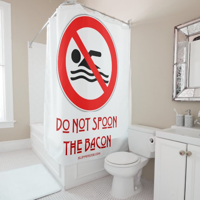 Cortina De Ducha SlipperyJoe's Do Not Spoon Bacon red Advertencia m (In situ)
