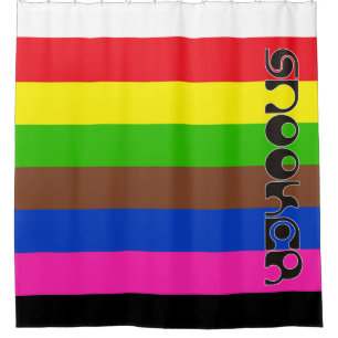 Cortina De Ducha SNOOKER fuente moderna y franjas de colores + tus 