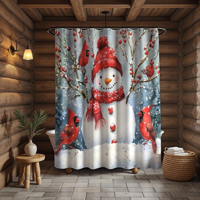 Cortina De Ducha Snowman and Red Cardinals  |  (Subido por el creador)