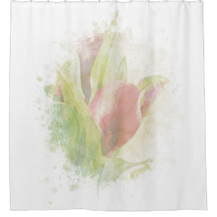 Cortina De Ducha *~* Soft AR AR12 Artsy Floral Calla Lily Coral