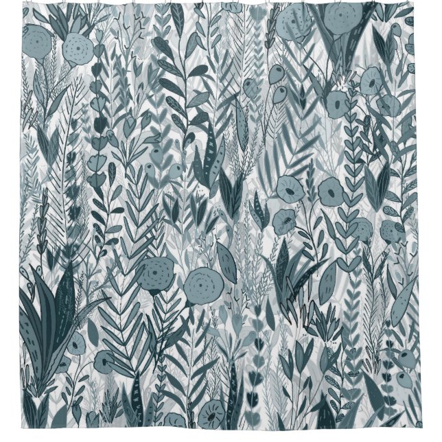 Cortina De Ducha Soft Blue Bold Garden Mix (Anverso)