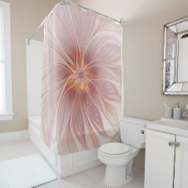 Cortina De Ducha Soft Pink Floral Dream Abstract Fractal Art Flower