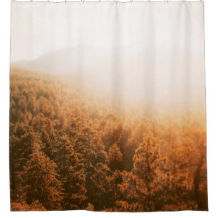 CORTINA DE DUCHA SOL DE ORO SOBRE UN BOSQUE