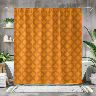 Cortina De Ducha Sol Naranja moderno retro geométrico de mediados d