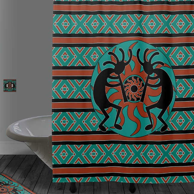 Cortina De Ducha Sol tribal de Kokopelli al suroeste (Subido por el creador)