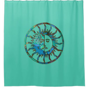 Cortina De Ducha Sol y luna - verde azul + tu trasero. e ideas